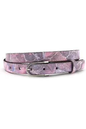 A-zone Dames riem roze/zilver - dames riem - 3 cm breed - - Echt Leer - Taille: 90cm - Totale lengte riem: 105cm