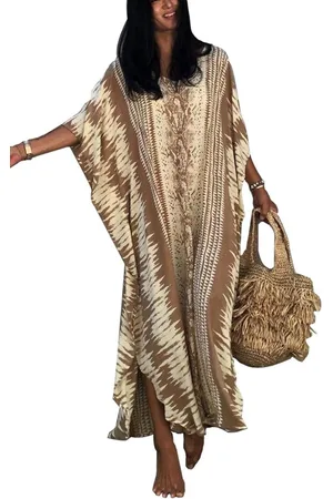 Merkloos Dames Katoenen Vest Bohemian Lange Kimono Strand Zwempak Cover-up Jurk Plus Size Badjas