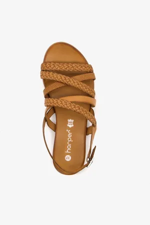 Harper Leren sandalen gevlochten bandje