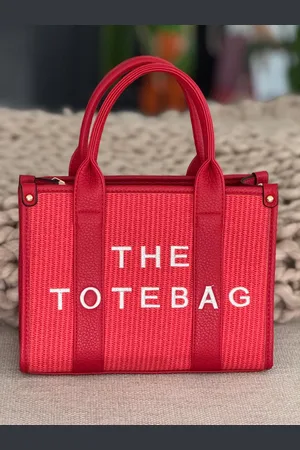 Merkloos Damestas - The Tote Bag - - Witte geborduurde letters - 29 x 20 cm