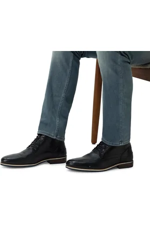 Manfield Heren - Zwarte leren veterboots