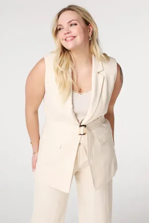 MS Mode Gilet Linnen gilet met ceintuur