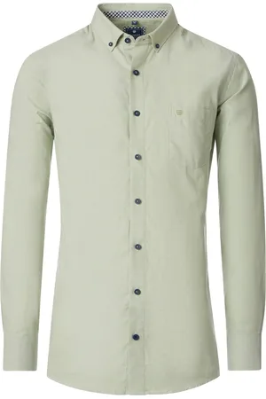 Redmond Comfort fit overhemd - Oxford - lichtgroen - Strijkvriendelijk - Boordmaat: 47 - 48
