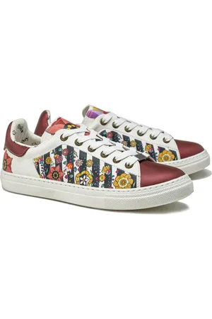 Goby Dames Sneakers - Bloemenprint & Bordeau Detail