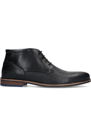 Manfield Heren - Zwarte leren veterboots