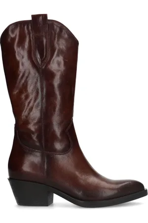 Manfield Dames - Bruine leren cowboy laarzen