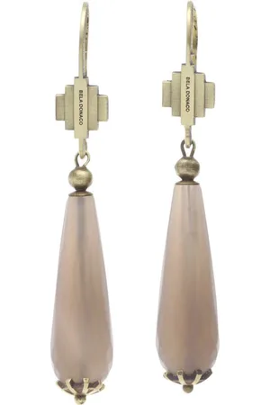 Bela Donaco Oorbellen Art Deco – Facet Agaat – Messing