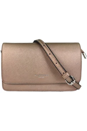 Flora & CO Flora&Co - Saffiano - Crossbodytasje - met instelbare riem en draagketting - metallic bruin