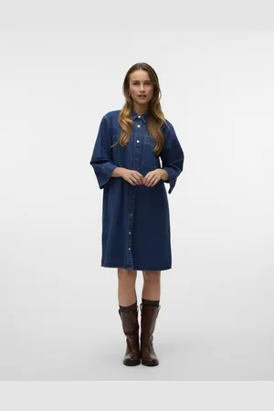 VERO MODA Migga 3/4 Denim Jurk Vrouwen