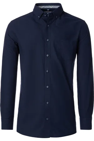 Redmond Comfort fit overhemd - Oxford - donkerblauw - Strijkvriendelijk - Boordmaat: 53 - 54