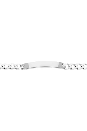 Glow Heren plaatarmband - zilver - gourmetschakel 10 mm - rechthoekige graveerplaat - 22 cm