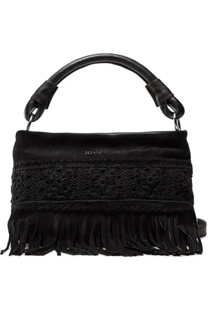 Merkloos TASCHE KLEIN SCHWARZ MIT FRANZEN