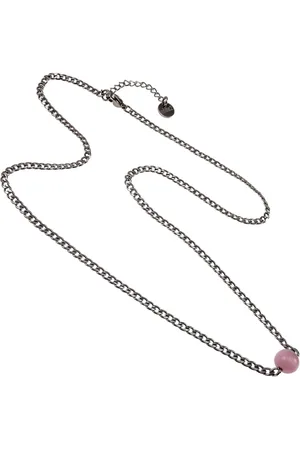 esde2 Ketting Dames - RVS - Cubaanse Schakelketting met Roze Kattenoogsteen – Verstelbaar 50cm tot 55cm