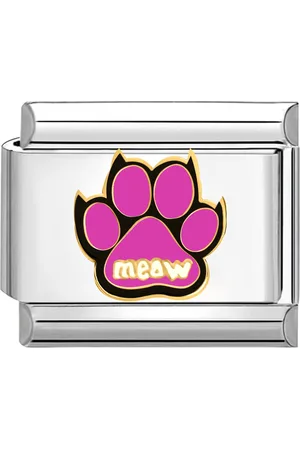quiges Schakel - Bedel - 9mm - charms - Hondenpoten Meaw - Geschikt voor - Nomination- armband - Schakelarmband - italy bedels armband