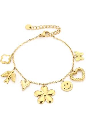MICHELLE Bedelarmband met bedels - - 16 + 3 cm - Gouden armband - Dames armband - Armband met bedels - Stainless Steel - Waterproof bracelet - Moederdag - Valentijn - Kerst cadeau - Sinterklaas - Cadeau voor dames