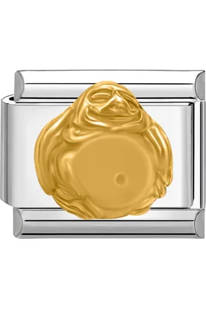 quiges Schakel - Bedel - 9mm - charms - Vergulde - Boeddha - Geschikt voor - Nomination- armband - Schakelarmband - italy bedels armband