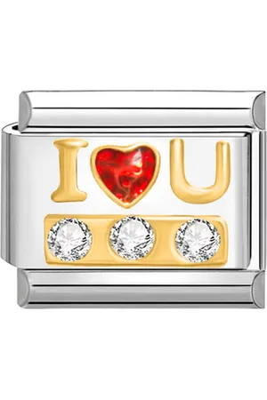 quiges Schakel - Bedel - 9mm - charms - Ik hou van jou - Geschikt voor - Nomination- armband - Schakelarmband - italy bedels armband