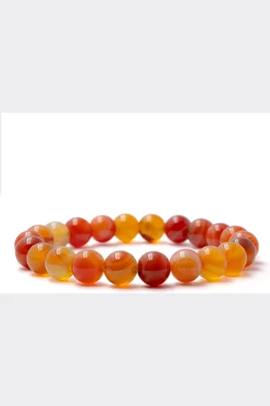 Bixorp Gems Oranje Botswana Agaat Edelstenen Armband - Gepolijste Edelsteen Kralenarmband