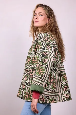 DIDI Dames Padded jasje Bella Green Deco print maat 42/44