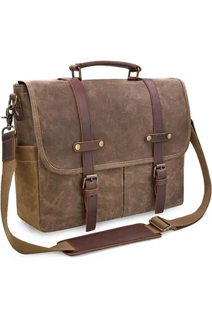 Merkloos Heren schoudertassen, aktetas, laptoptas, waterdicht, canvas, groot, werktas, koerierstas, mannen, vintage, 15,6