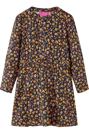 vidaXL Kinderjurk-met-lange-mouwen-128-marineblauw