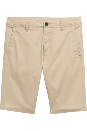 TOM TAILOR Heren Short SLIM PRINTED CHINO SHORTS slim fit Beige Volwassenen