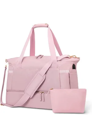 Merkloos Dames sporttas reistas, weekender met schoenenvak en nat compartiment, dames sportreistas weekender voor reizen gym yoga, handbagage tas voor vliegtuig, , medium