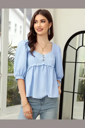 Merkloos Tuniek dames zomerblouse met V-hals, dames elegante casual top dames XXL