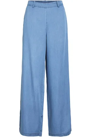 VILA Broek Vibista Hw Wide Pants - Noos 14107056 Medium Blue Denim Dames