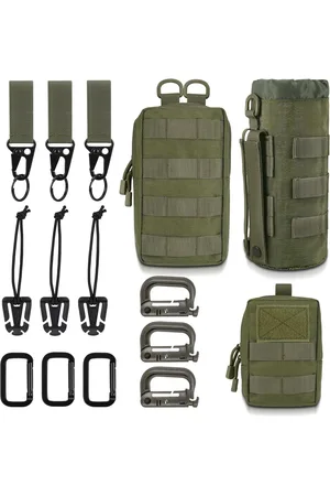 Merkloos 3 x Tactische riemtas Molle EDC nylon voor wandelen fietsen bergbeklimmen hardlopen outdoorsport (zwart)