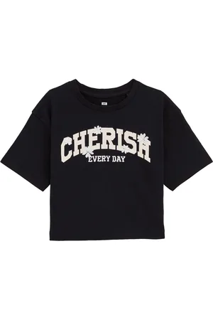 WE Fashion Meisjes cropped T-shirt met emroidery