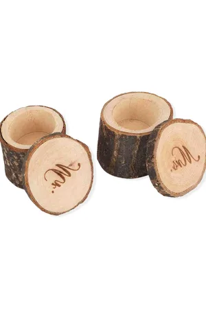 Merkloos Houten Ringdoos voor Trouwringen - Mr & Mrs - Sieradenkistje voor Bruiloft & Verloving