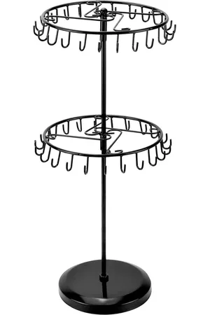 Merkloos Draaibare sieradenstandaard met 23 haken sieradenboom hangende kettingopslag voor kettingen en armbanden ringen en oorbellen H348 x B205 cm - Zwart