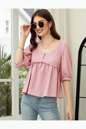 Merkloos Tuniek dames zomerblouse met V-hals, dames elegante casual top dames L