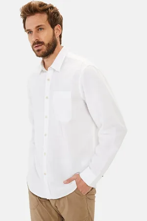 Camel Active Linnen overhemd met lange mouwen en soft-wash afwerking