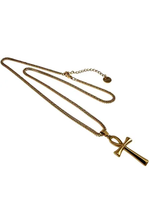 esde2 3,5cm x 1,6cm Ankh Kruis Kettingset Unisex - Verguld RVS - Gourmet Schakelketting met Ankh Kruis - 45cm tot 50cm Verstelbaar