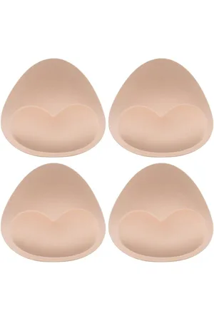 Merkloos 2 paar ademende driehoekige beha-inzetstukken beige met uitneembare borstkussens, zacht voor dames en meisjes.