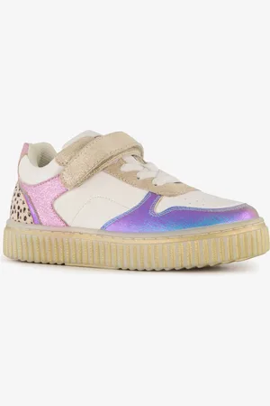 Braqeez Leren meisjes sneakers metallic -
