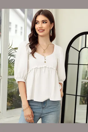 Merkloos Tuniek dames zomerblouse met V-hals, dames elegante casual top dames XL