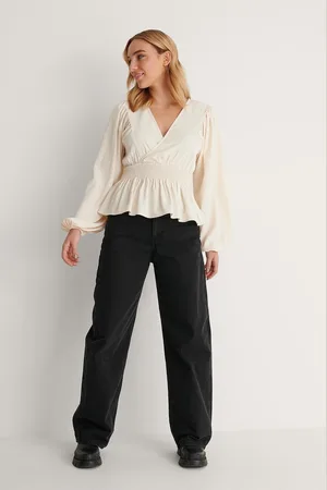 NA-KD Smocked Waist Dames Blouse
