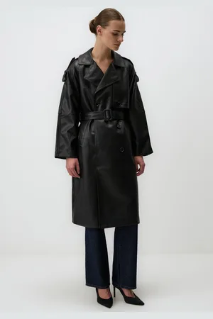 Jimmy Key Leren Trenchcoat Met Taillebanden