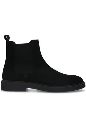 Manfield Heren - Zwarte suède chelsea boots