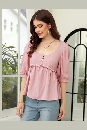 Merkloos Tuniek dames zomerblouse met V-hals, dames elegante casual top dames XL