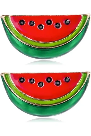 Merkloos 2 stuks watermeloen broche metaal cartoon fruit schattige emaille voor kleding tassen hoeden
