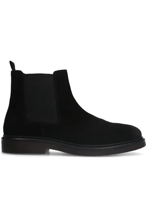 Manfield Heren - Zwarte suède chelsea boots