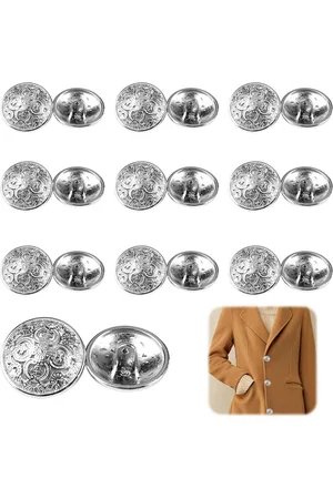 Merkloos 20 Metal Vintage Costume Buttons - Silver Buttons for Jacket Blazer Shirt Uniform Pack