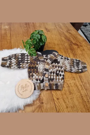 Merkloos Happy Bebie | Newborn | Baby | Jasje | Vestje | Kraamkado | Gehaakt | Handmade