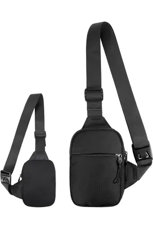 Merkloos Slingtas crossbodytas voor dames en heren - waterdicht en ademend design met rits - schouderrugzak voor kamperen, reizen en buitensporten (puur zwart)