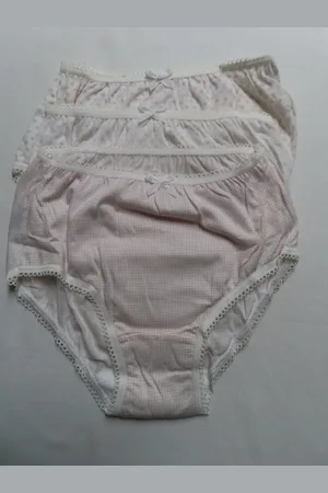 Merkloos Onderbroek - slip set 3 Pack - Meisjes- Wit, roze - 10 jaar 140