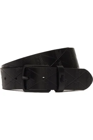 Lacoste Leren Riem Monogramme Embossed Belt W110 Zwart